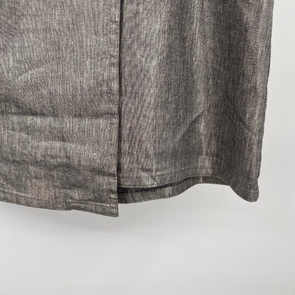 Eileen Fisher Faux Wrap Skirt Size Petite M Silver Metallic Linen Blend - Picture 3 of 9